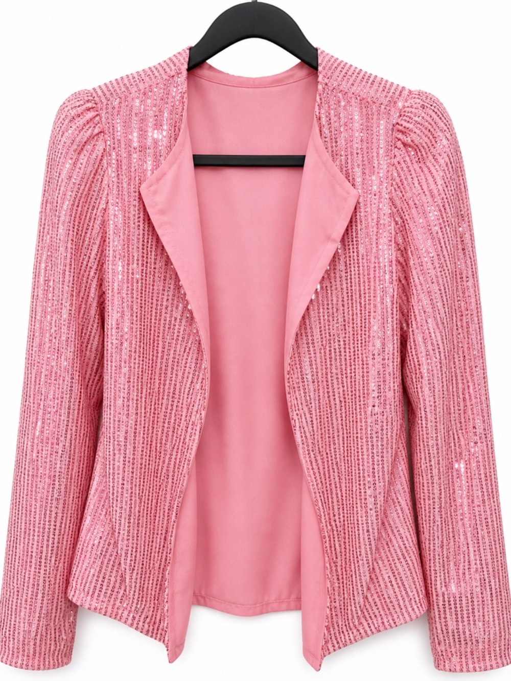 Women's Pink Sequin Open Blazer Jacket